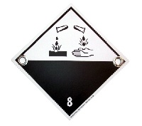 Gefahrenschild Klasse 8 ätzend, mit Ösen